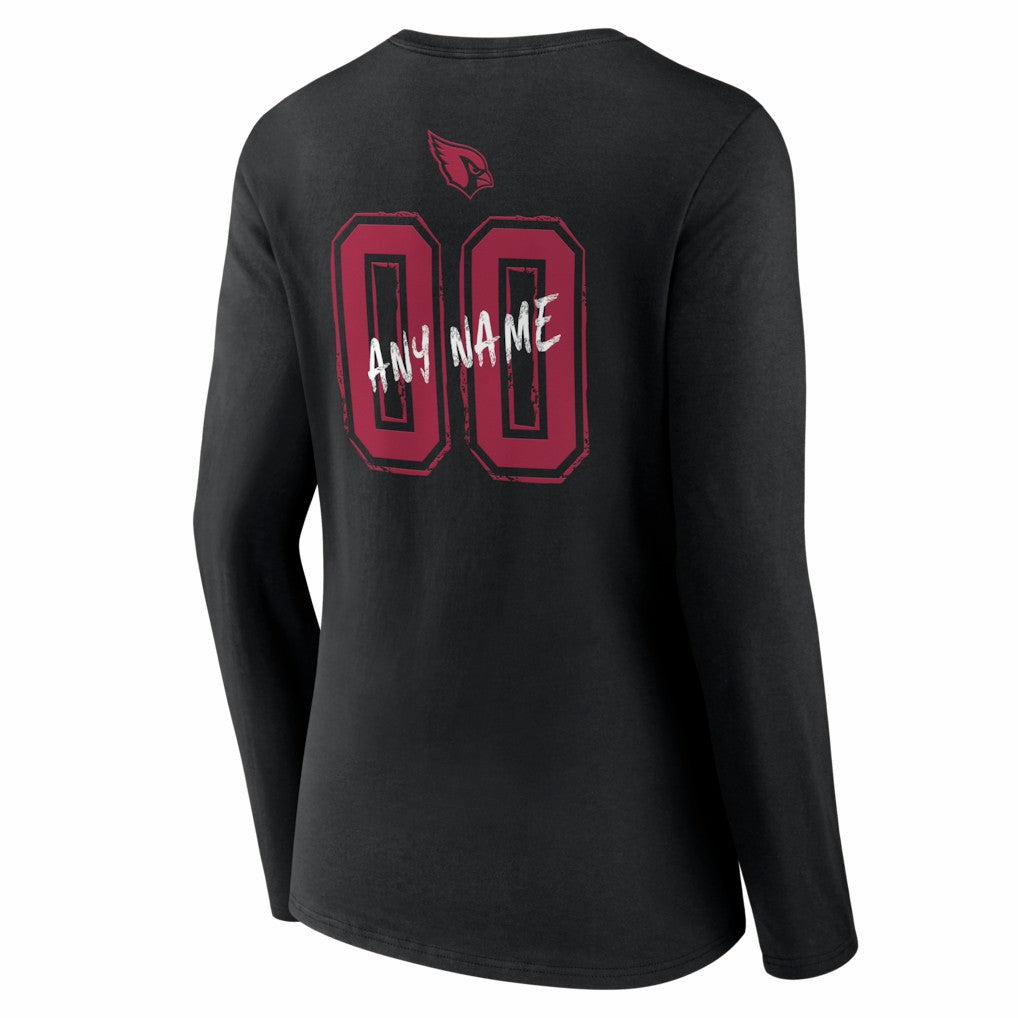 Arizona Cardinals Women's Hustle Personalized Name & Number Long Sleeve V-Neck T-Shirt - Black sale