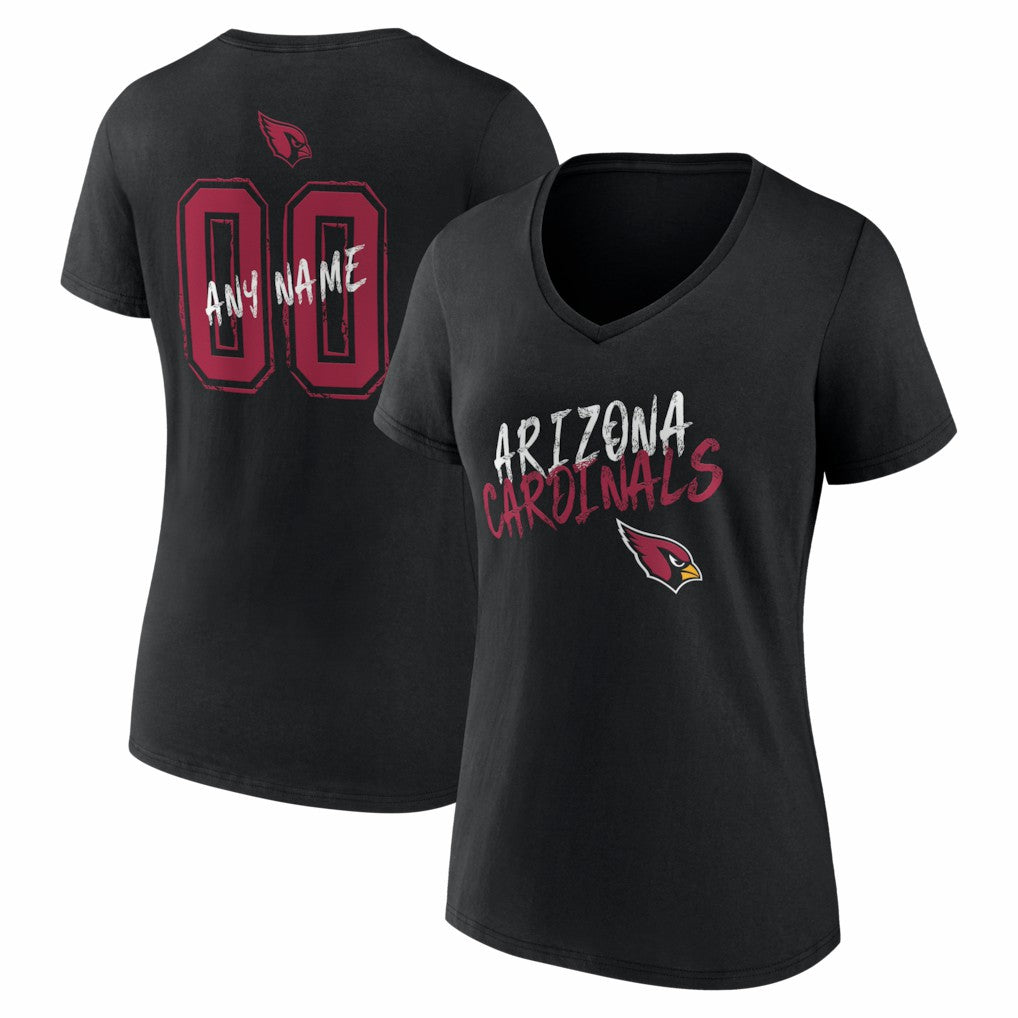 Arizona Cardinals Women's Hustle Personalized Name & Number V-Neck T-Shirt - Black on sale