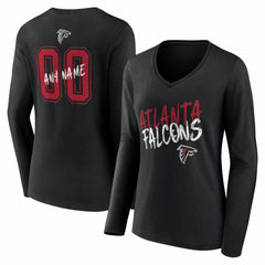 Atlanta Falcons Women's Hustle Personalized Name & Number Long Sleeve V-Neck T-Shirt - Black online