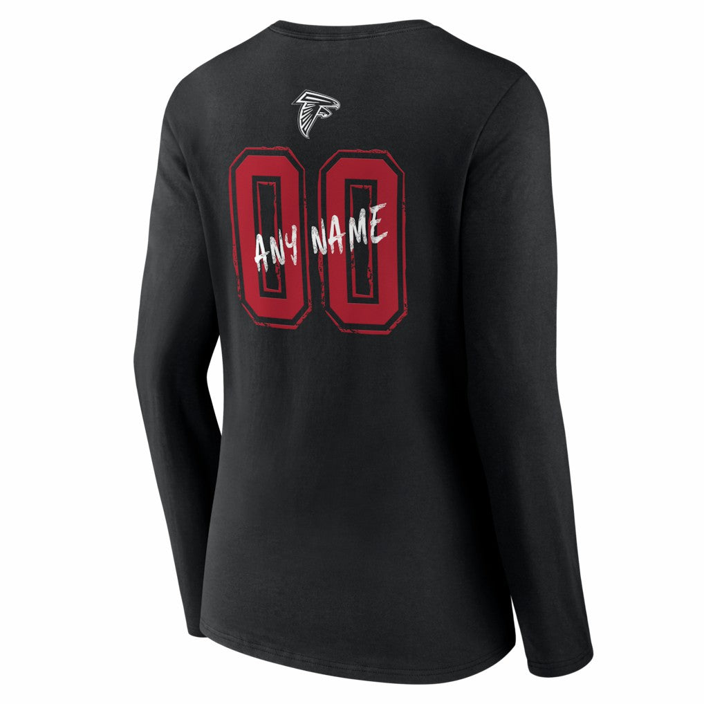 Atlanta Falcons Women's Hustle Personalized Name & Number Long Sleeve V-Neck T-Shirt - Black online