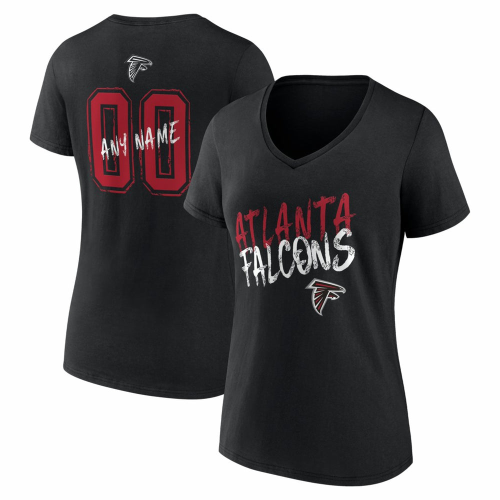 Atlanta Falcons Women's Hustle Personalized Name & Number V-Neck T-Shirt - Black outlet