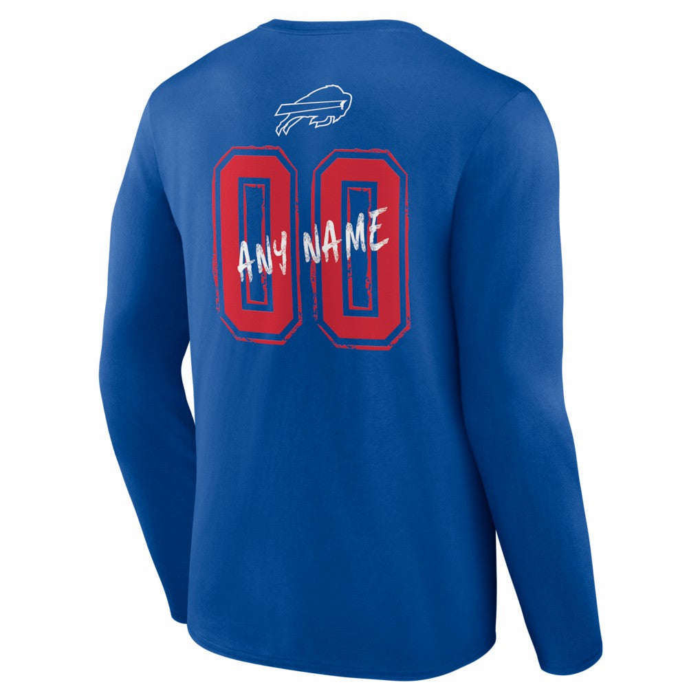 Buffalo Bills Hustle Personalized Name & Number Long Sleeve T-Shirt - Royal online