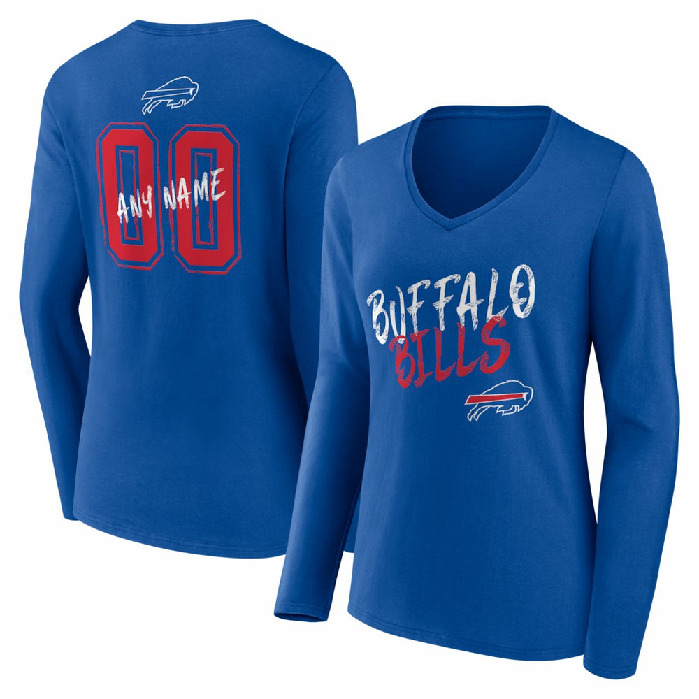 Buffalo Bills Women's Hustle Personalized Name & Number Long Sleeve V-Neck T-Shirt - Royal outlet