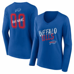 Buffalo Bills Women's Hustle Personalized Name & Number Long Sleeve V-Neck T-Shirt - Royal outlet