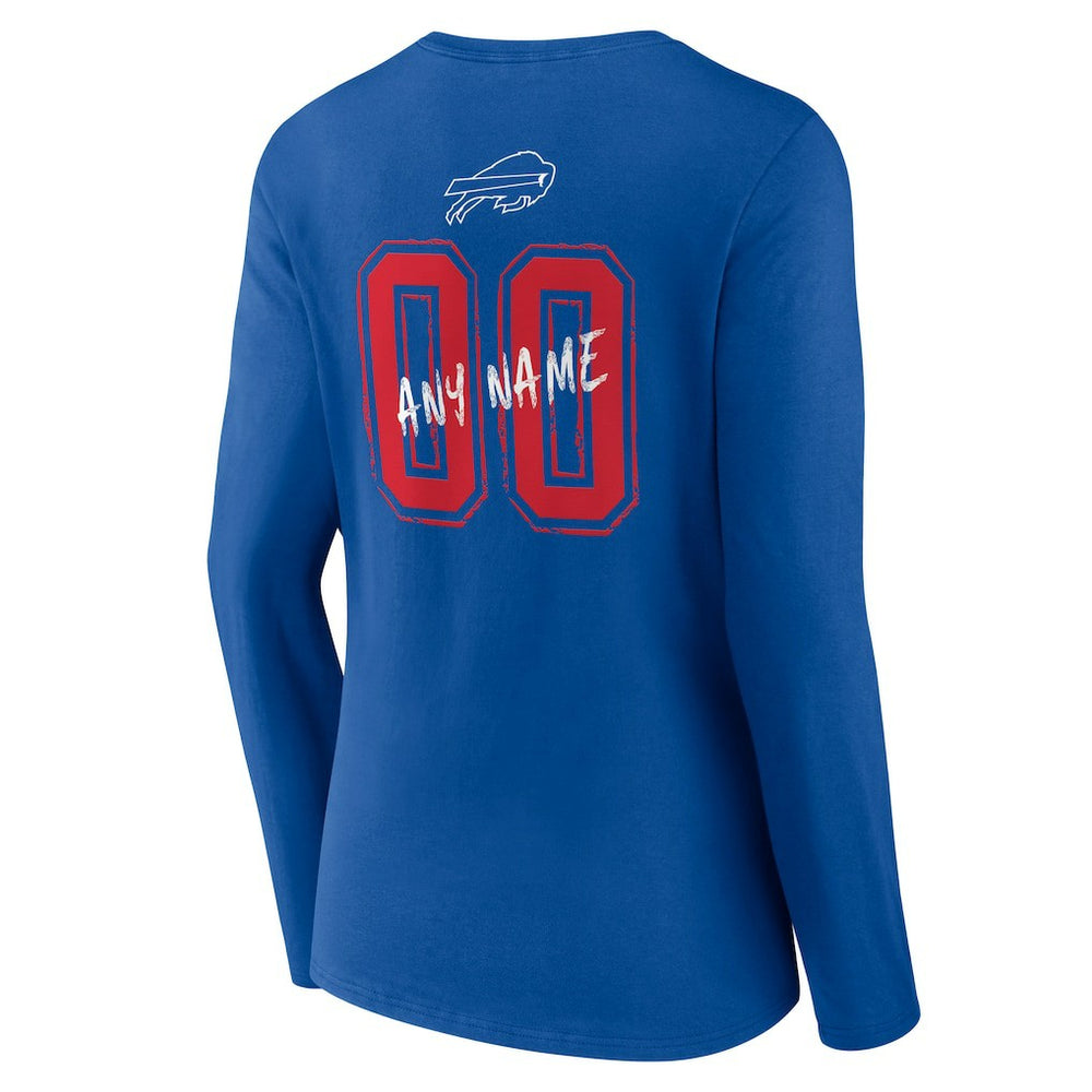 Buffalo Bills Women's Hustle Personalized Name & Number Long Sleeve V-Neck T-Shirt - Royal outlet