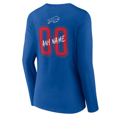 Buffalo Bills Women's Hustle Personalized Name & Number Long Sleeve V-Neck T-Shirt - Royal outlet
