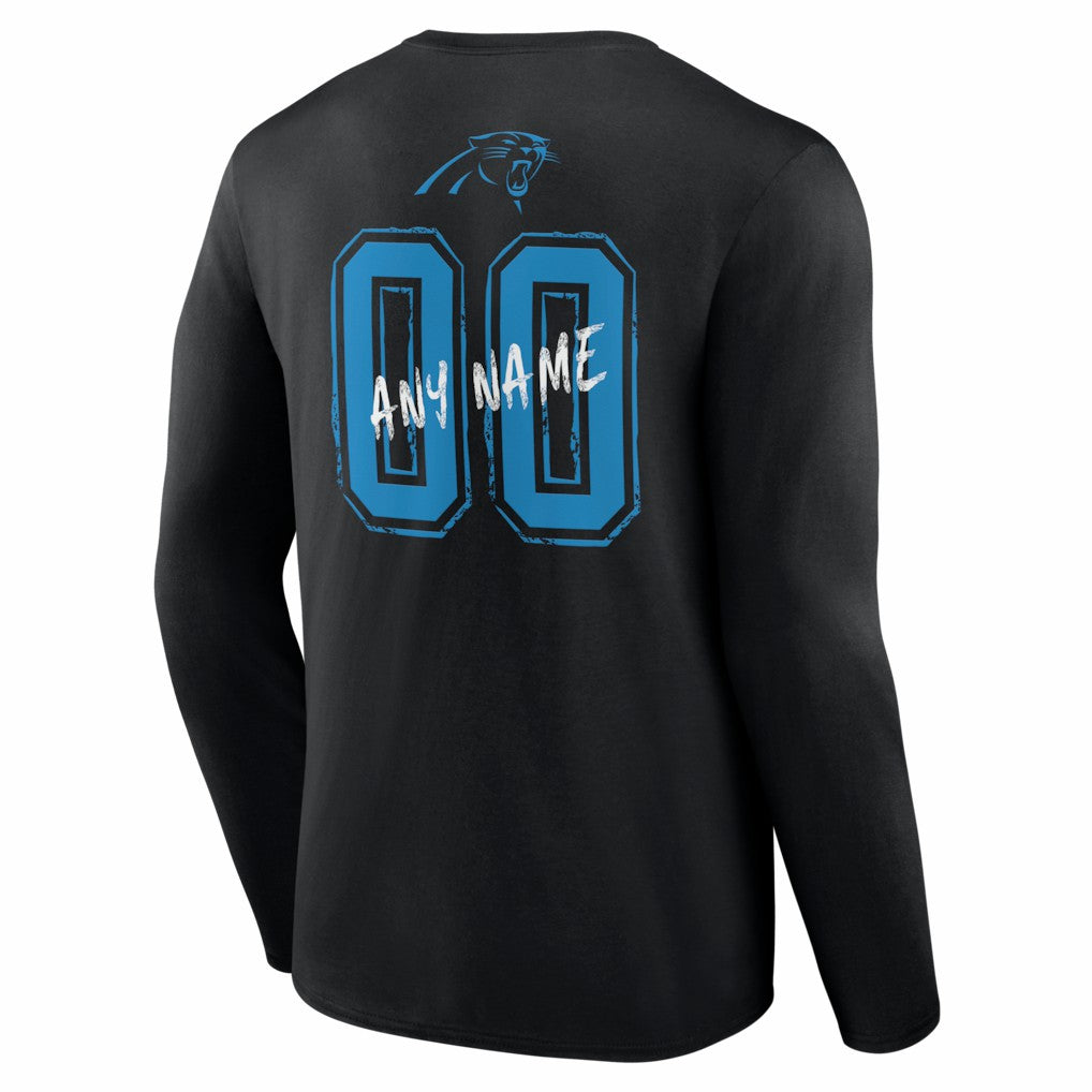 Carolina Panthers Hustle Personalized Name & Number Long Sleeve T-Shirt - Black cheap