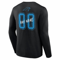 Carolina Panthers Hustle Personalized Name & Number Long Sleeve T-Shirt - Black cheap