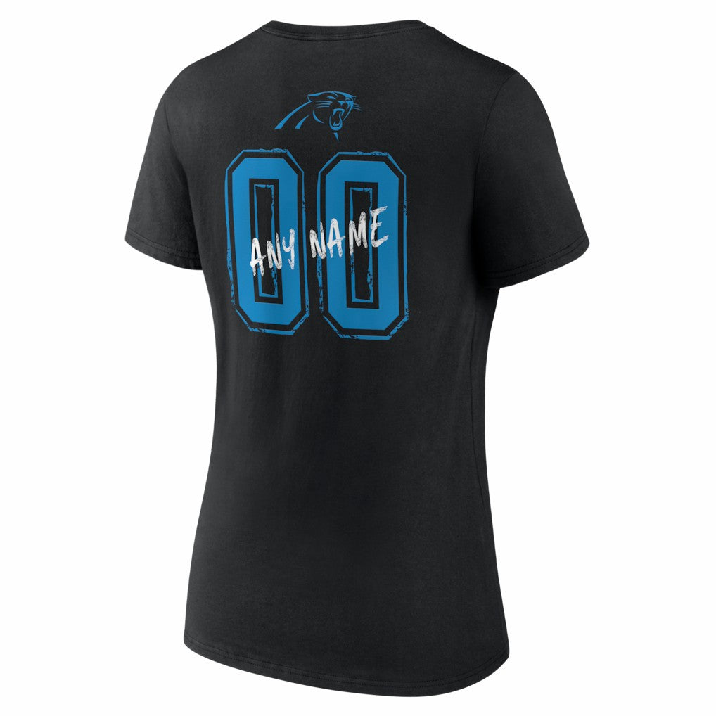 Carolina Panthers Women's Hustle Personalized Name & Number V-Neck T-Shirt - Black online