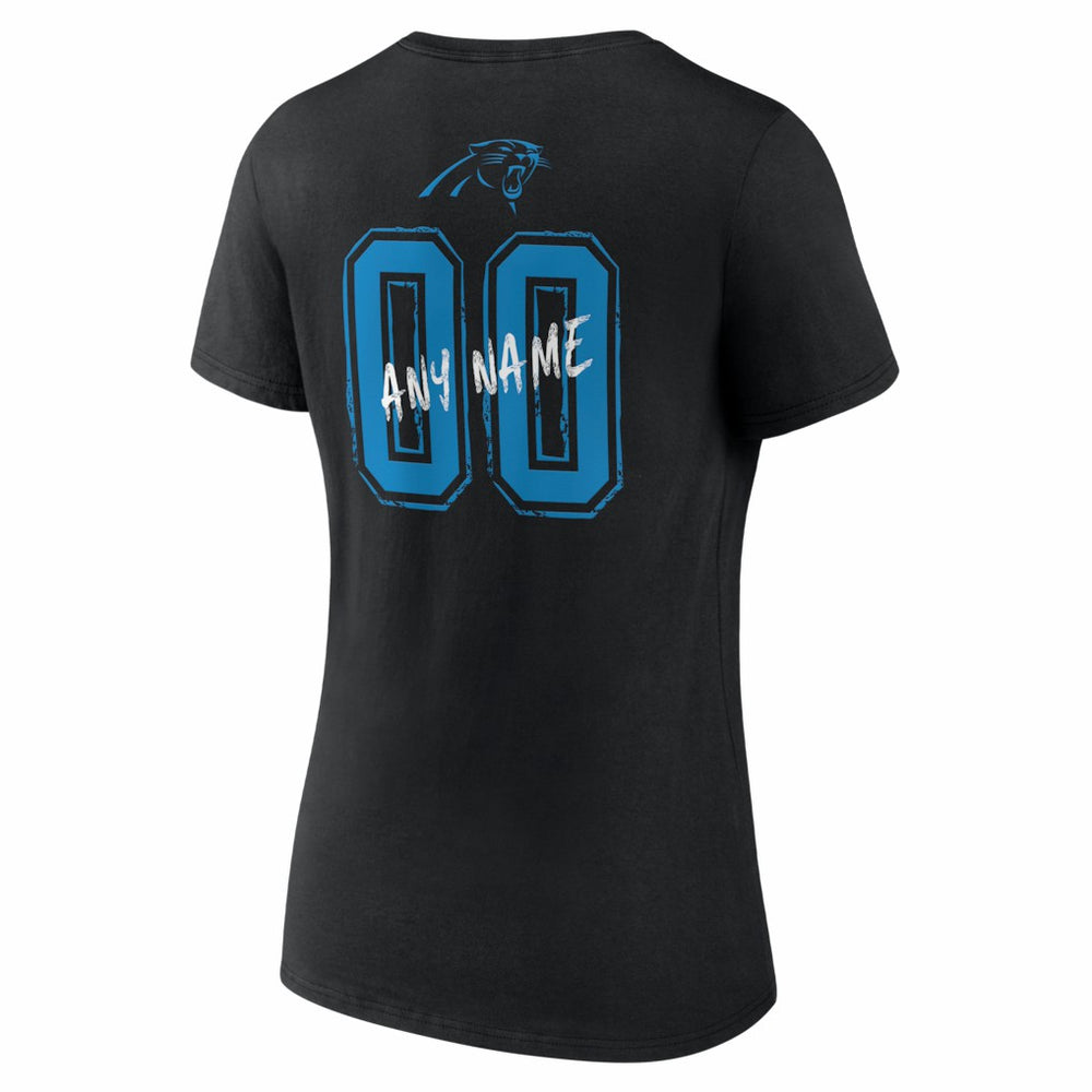 Carolina Panthers Women's Hustle Personalized Name & Number V-Neck T-Shirt - Black online