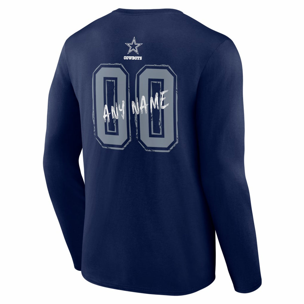 Dallas Cowboys Hustle Personalized Name & Number Long Sleeve T-Shirt - Navy online