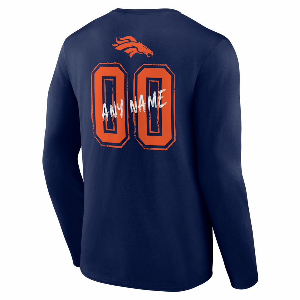 Denver Broncos Hustle Personalized Name & Number Long Sleeve T-Shirt - Navy outlet
