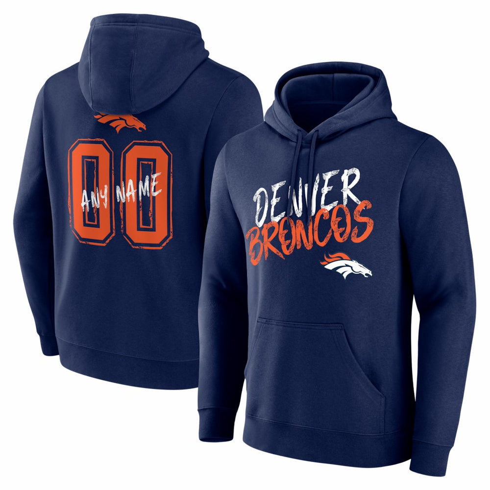 Denver Broncos Hustle Personalized Name & Number Hoodie - Navy sale