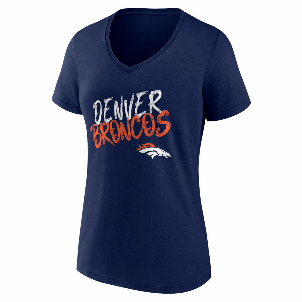 Denver Broncos Women's Hustle Personalized Name & Number V-Neck T-Shirt - Navy online