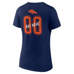 Denver Broncos Women's Hustle Personalized Name & Number V-Neck T-Shirt - Navy online