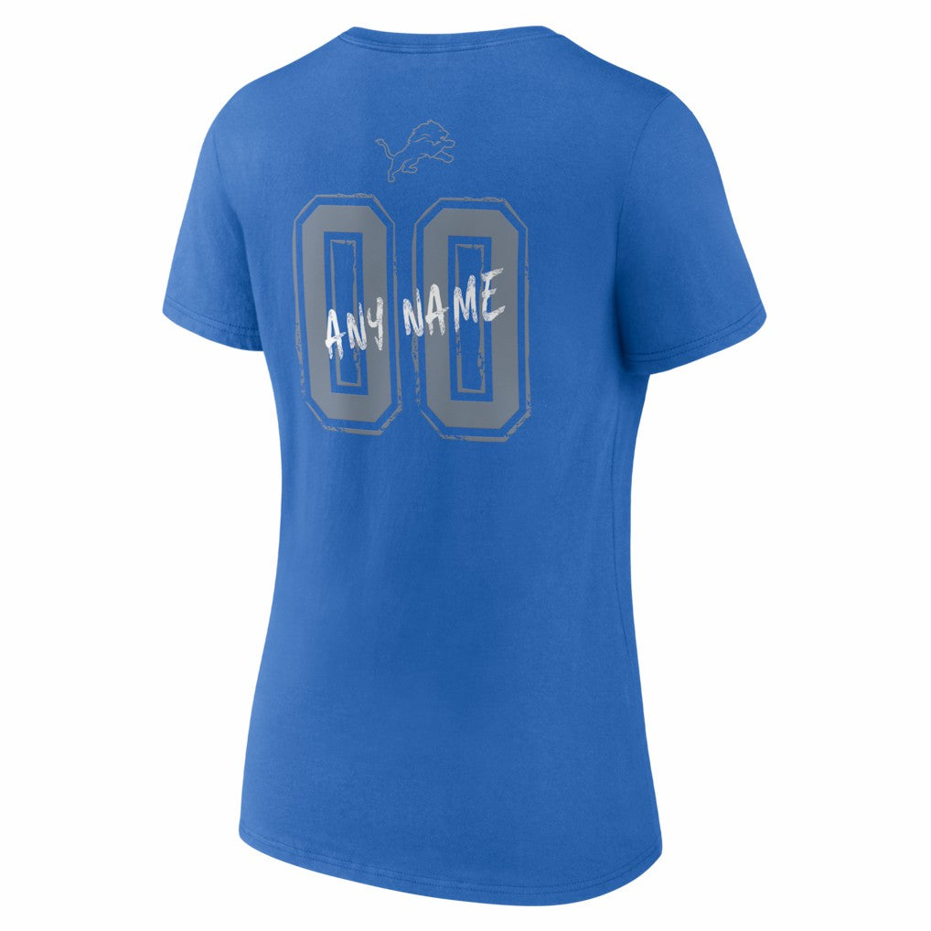 Detroit Lions Women's Hustle Personalized Name & Number V-Neck T-Shirt - Blue for sale
