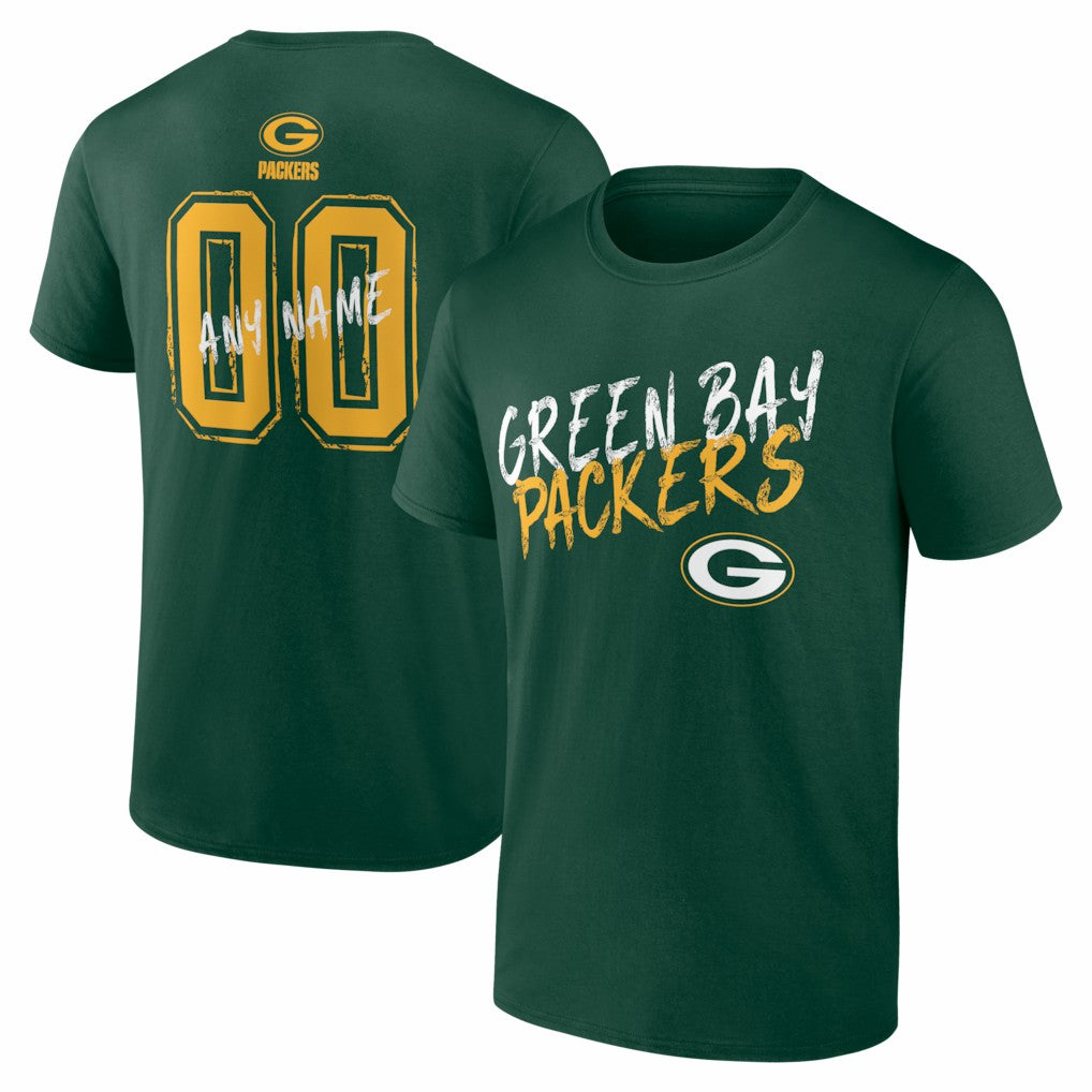 Green Bay Packers Hustle Personalized Name & Number T-Shirt - Green cheap