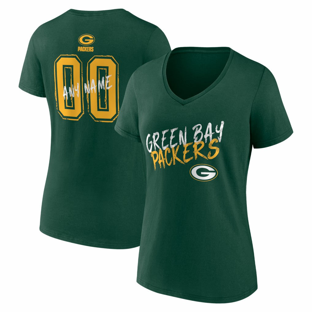 Green Bay Packers Women's Hustle Personalized Name & Number V-Neck T-Shirt - Green online
