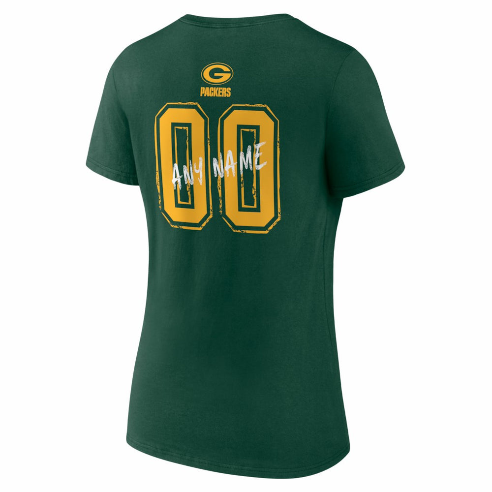 Green Bay Packers Women's Hustle Personalized Name & Number V-Neck T-Shirt - Green online