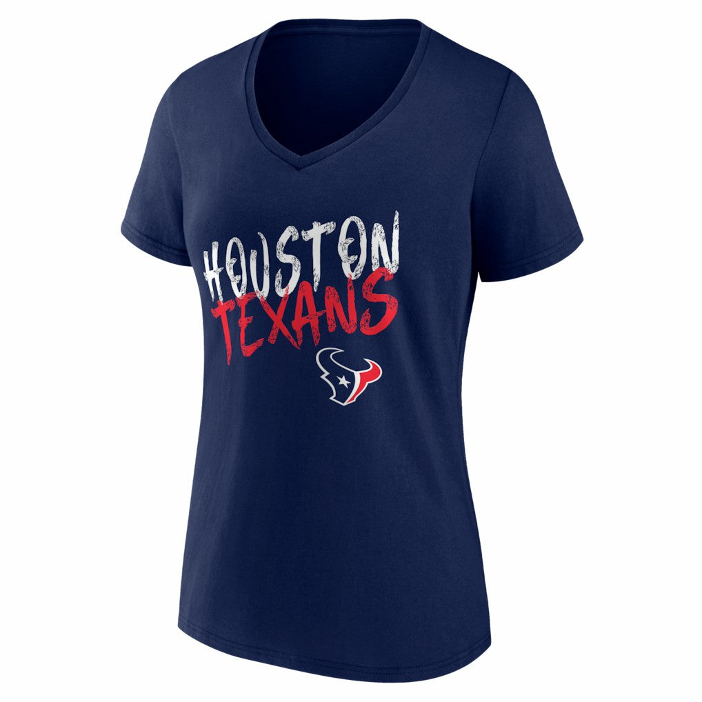 Houston Texans Women's Hustle Personalized Name & Number V-Neck T-Shirt - Navy on sale