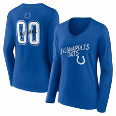Indianapolis Colts Women's Hustle Personalized Name & Number Long Sleeve V-Neck T-Shirt - Royal on sale