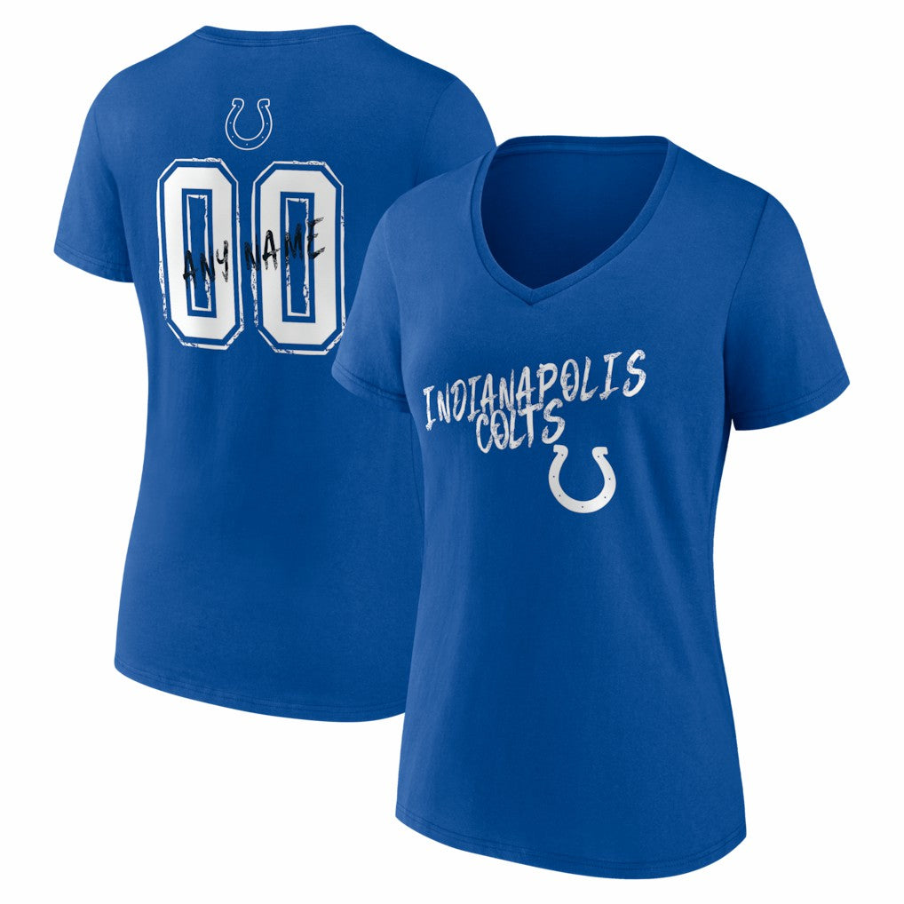 Indianapolis Colts Women's Hustle Personalized Name & Number V-Neck T-Shirt - Royal on sale
