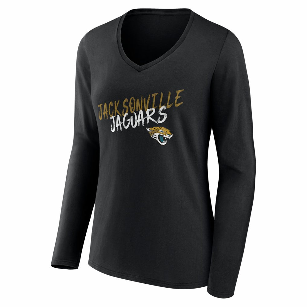 Jacksonville Jaguars Women's Hustle Personalized Name & Number Long Sleeve V-Neck T-Shirt - Black cheap