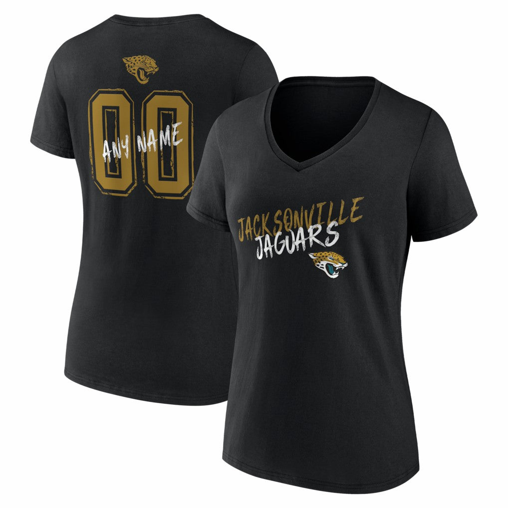 Jacksonville Jaguars Women's Hustle Personalized Name & Number V-Neck T-Shirt - Black for sale