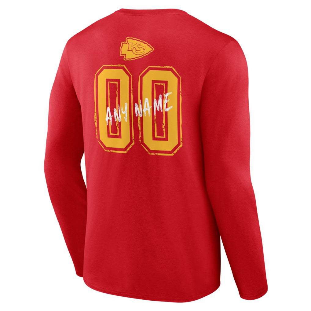 Kansas City Chiefs Hustle Personalized Name & Number Long Sleeve T-Shirt - Red sale