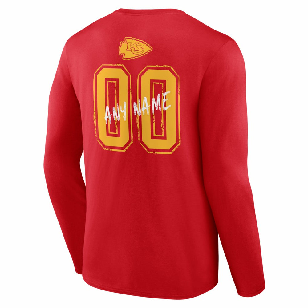 Kansas City Chiefs Hustle Personalized Name & Number Long Sleeve T-Shirt - Red sale