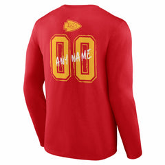 Kansas City Chiefs Hustle Personalized Name & Number Long Sleeve T-Shirt - Red sale