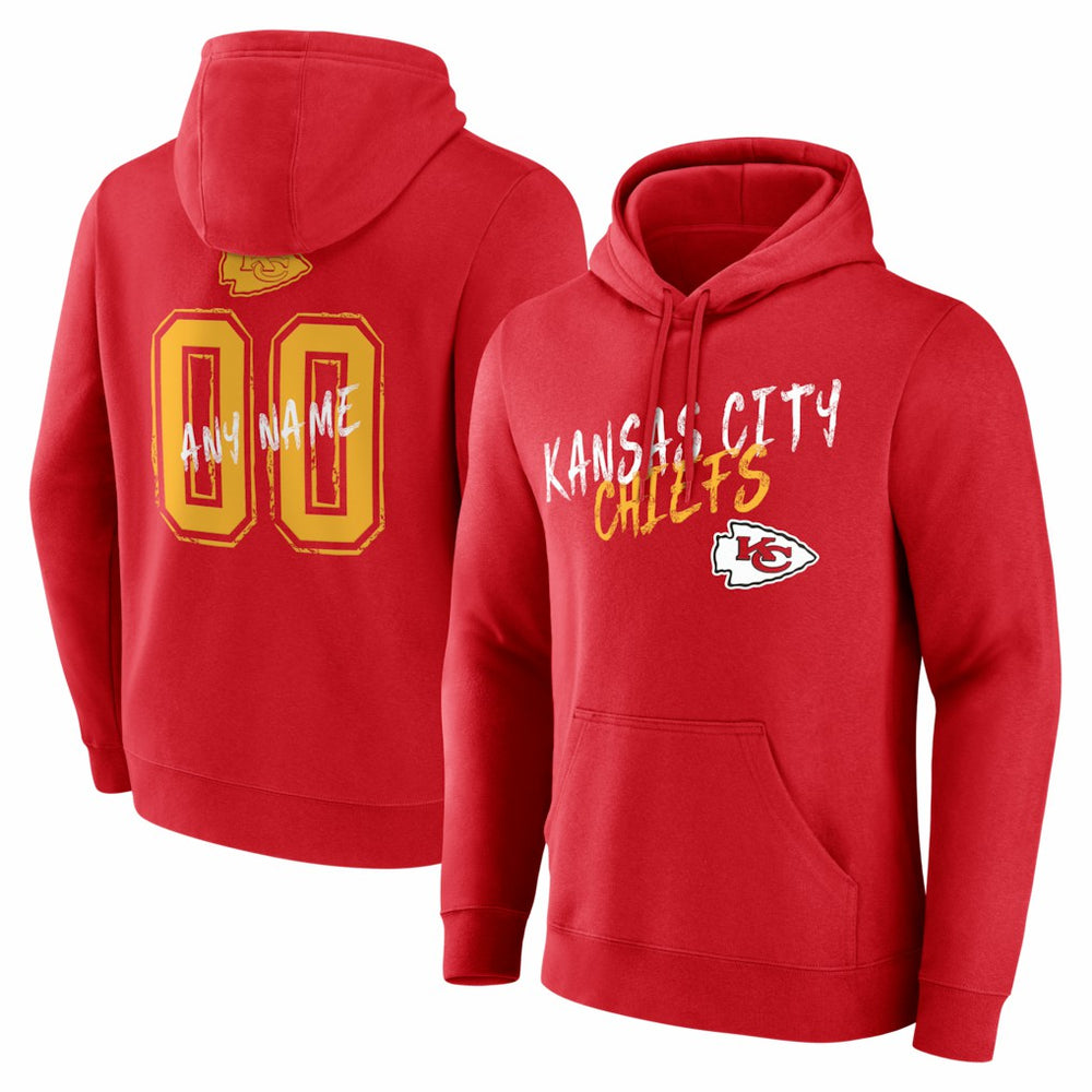 Kansas City Chiefs Hustle Personalized Name & Number Hoodie - Red sale