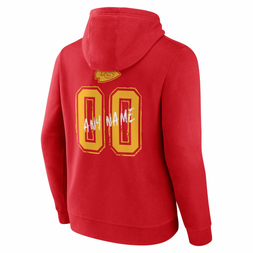 Kansas City Chiefs Hustle Personalized Name & Number Hoodie - Red sale
