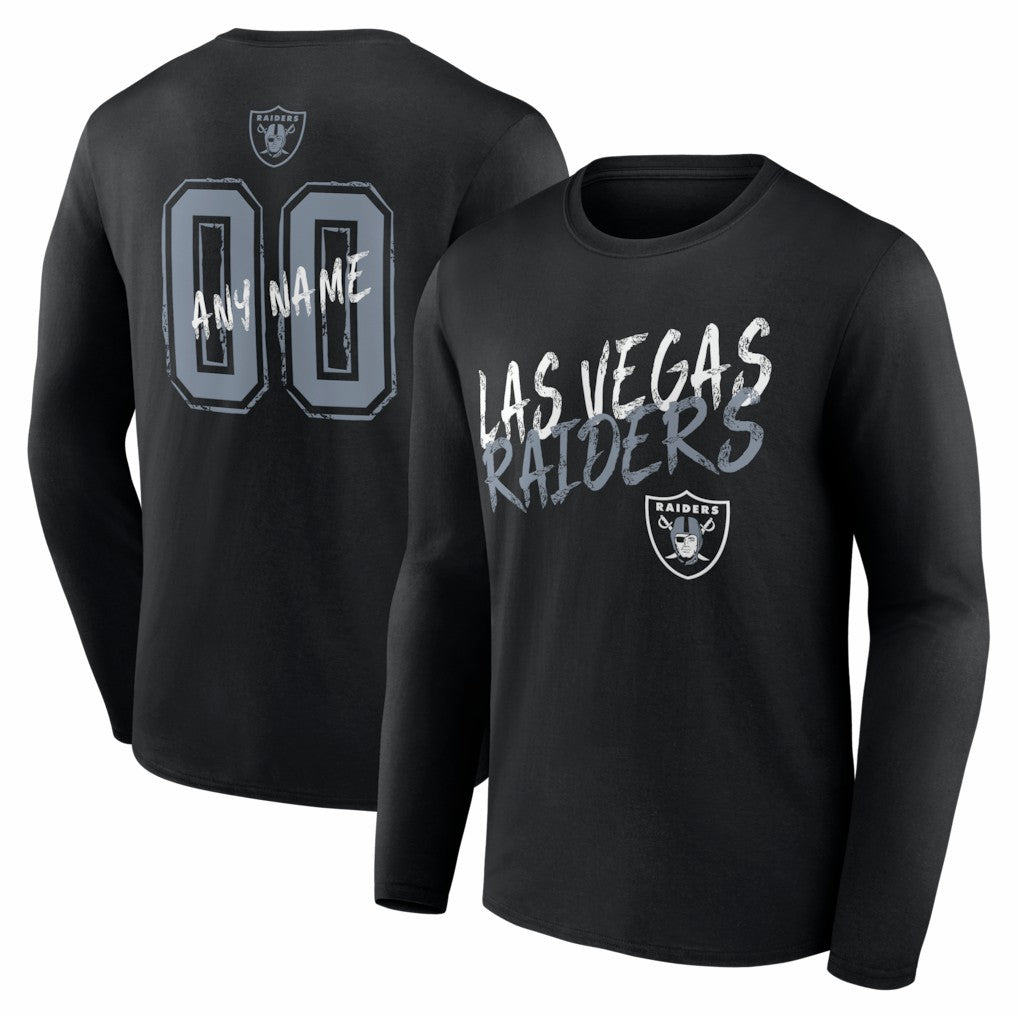 Las Vegas Raiders Hustle Personalized Name & Number Long Sleeve T-Shirt - Black cheap