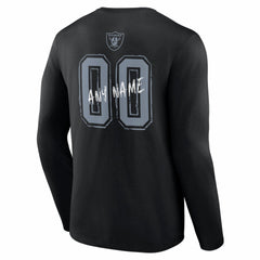 Las Vegas Raiders Hustle Personalized Name & Number Long Sleeve T-Shirt - Black cheap