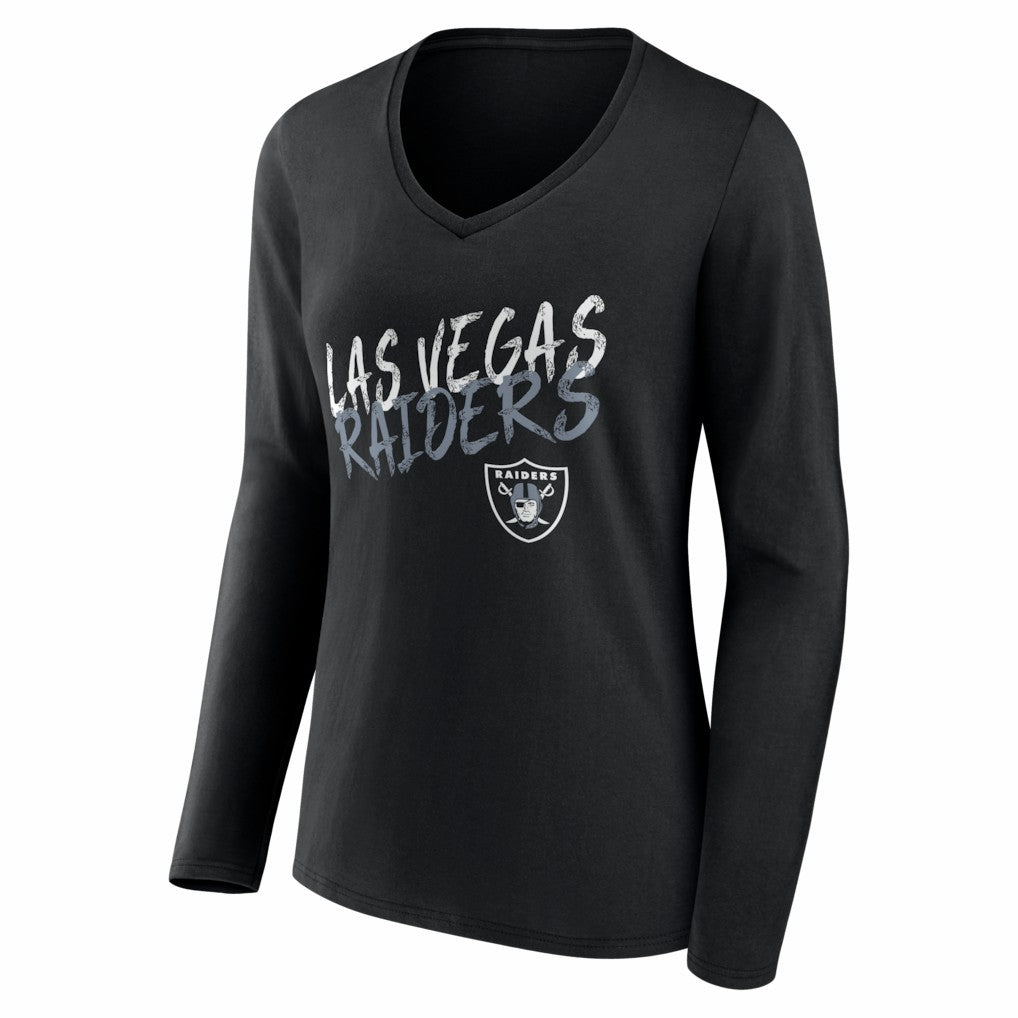 Las Vegas Raiders Women's Hustle Personalized Name & Number Long Sleeve V-Neck T-Shirt - Black discount