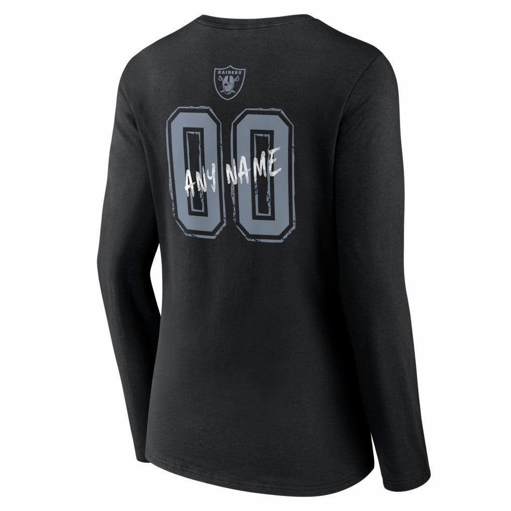 Las Vegas Raiders Women's Hustle Personalized Name & Number Long Sleeve V-Neck T-Shirt - Black discount