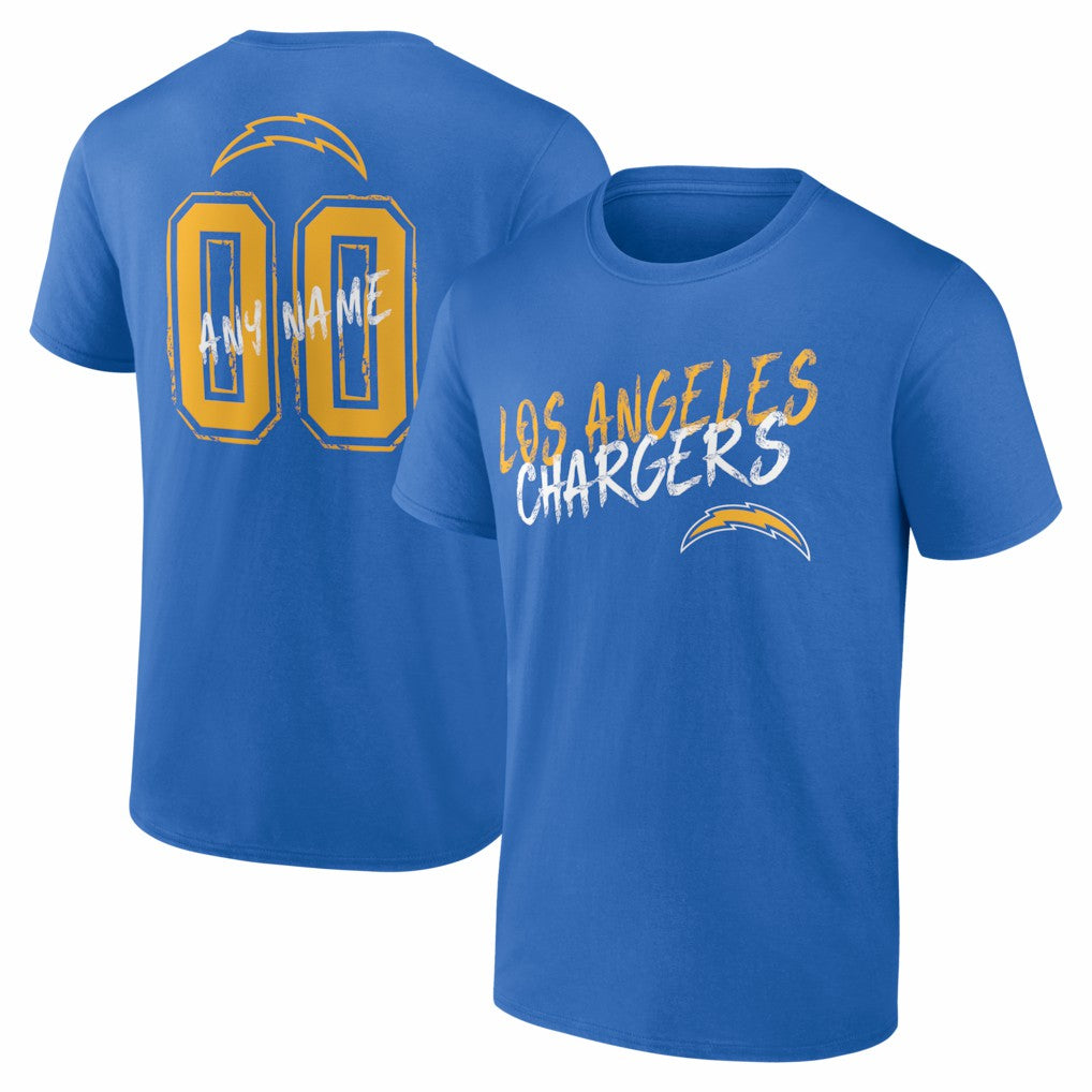 Los Angeles Chargers Hustle Personalized Name & Number T-Shirt - Powder Blue cheap