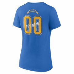 Los Angeles Chargers Women's Hustle Personalized Name & Number V-Neck T-Shirt - Powder Blue discount
