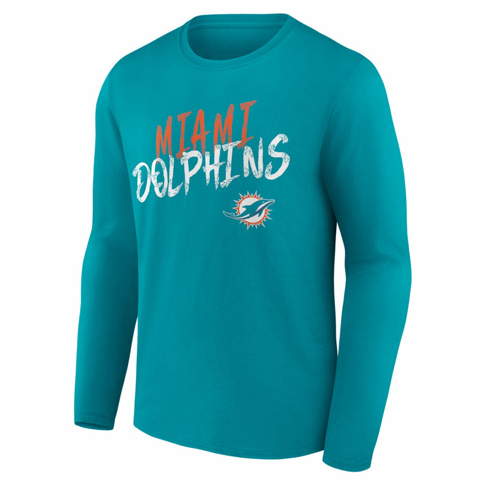 Miami Dolphins Hustle Personalized Name & Number Long Sleeve T-Shirt - Aqua on sale