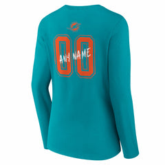 Miami Dolphins Women's Hustle Personalized Name & Number Long Sleeve V-Neck T-Shirt - Aqua discount