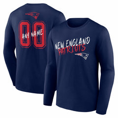 New England Patriots Hustle Personalized Name & Number Long Sleeve T-Shirt - Navy on sale