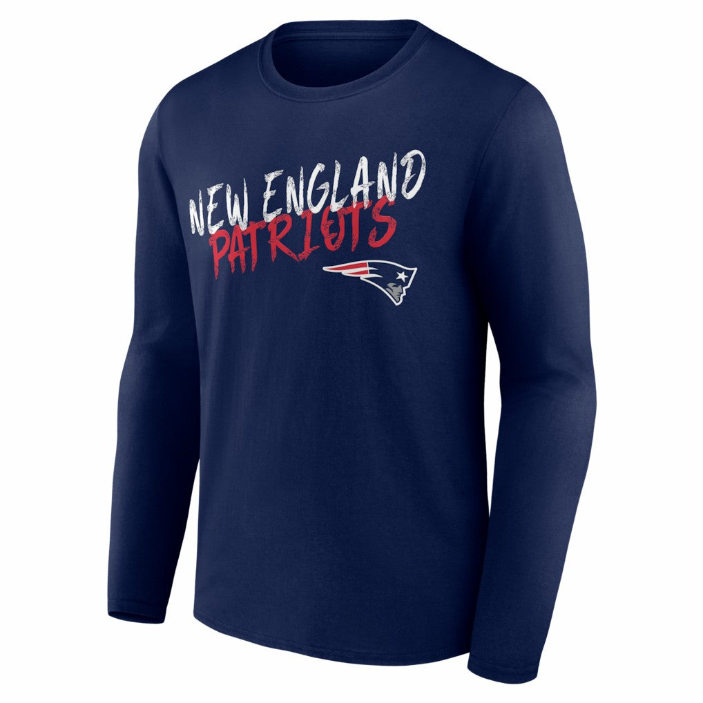 New England Patriots Hustle Personalized Name & Number Long Sleeve T-Shirt - Navy on sale