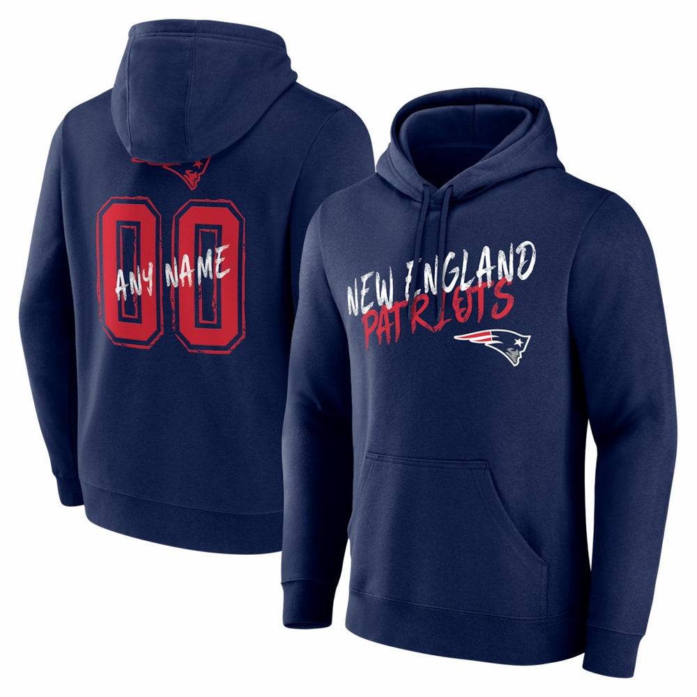 New England Patriots Hustle Personalized Name & Number Hoodie - Navy on sale