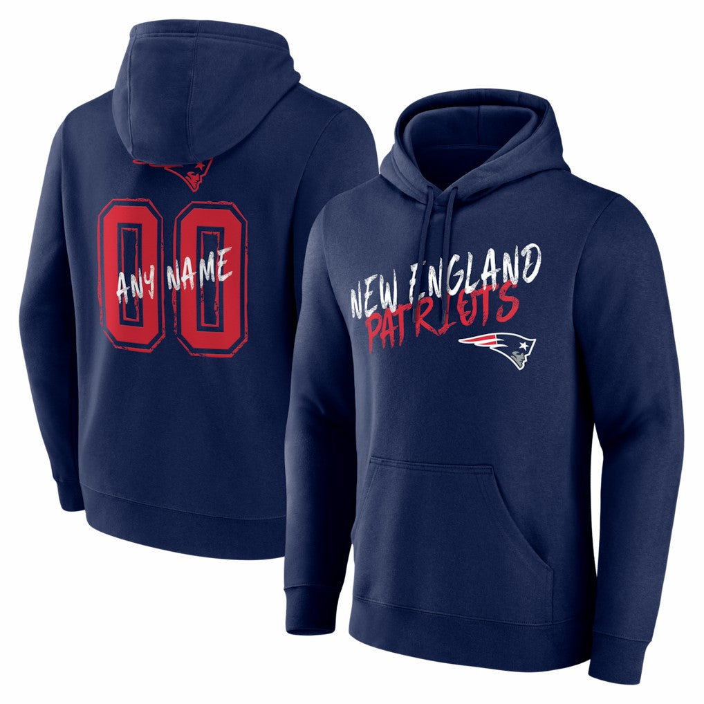 New England Patriots Hustle Personalized Name & Number Hoodie - Navy on sale