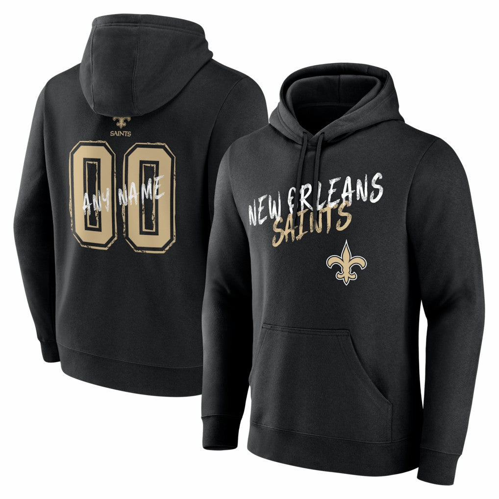 New Orleans Saints Hustle Personalized Name & Number Hoodie - Black cheap