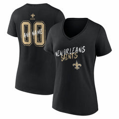 New Orleans Saints Women's Hustle Personalized Name & Number V-Neck T-Shirt - Black outlet