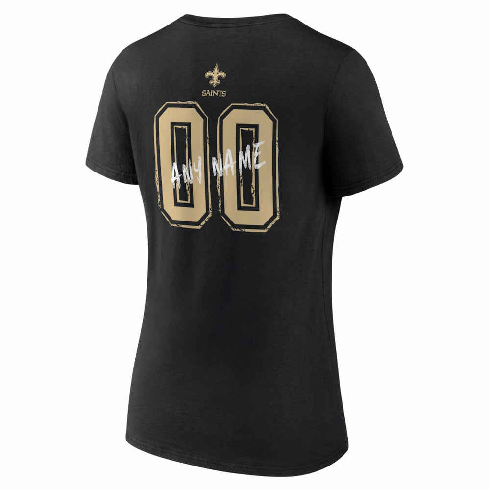 New Orleans Saints Women's Hustle Personalized Name & Number V-Neck T-Shirt - Black outlet