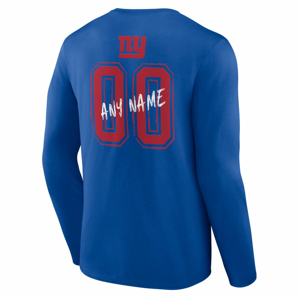 New York Giants Hustle Personalized Name & Number Long Sleeve T-Shirt - Royal sale
