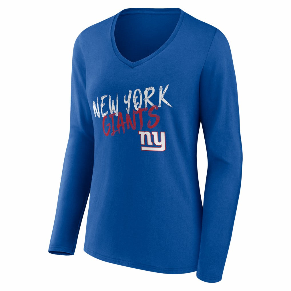 New York Giants Women's Hustle Personalized Name & Number Long Sleeve V-Neck T-Shirt - Royal for sale